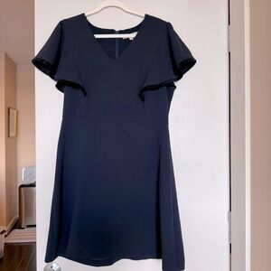 Ann Taylor V-neck Flutter Sleeve Dress Navy Size 12